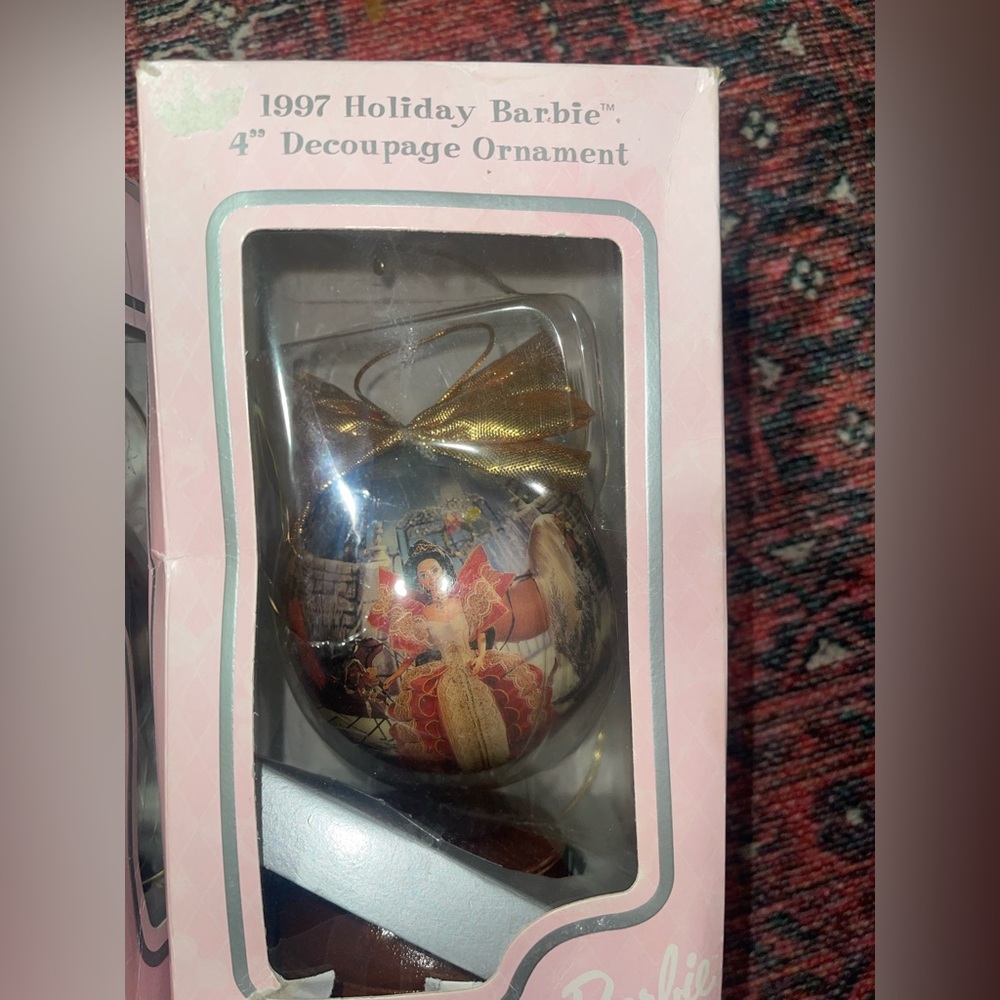 Barbie 1997 Holiday Ornament with Gold Bow x2